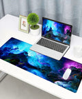 Ultra Wide Galaxy Desk Pad for Gaming and Work Non Slip Rubber Base Mouse Pad 31.5x11.8 Inch with Stitched Edges on desk