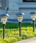 Bright Solar Pathway Lights 4 Pack Outdoor Waterproof Crackle Glass Aluminum Stake Lights for garden walkway landscape decor solar powered