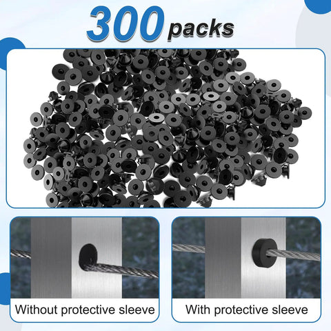 Cable Railing Kit Rubber Grommets Dope Protector Sleeve Black One Eighth Inch Post Protectors for wire rope installation
