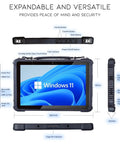Heavy Duty Rugged Windows 11 Pro Tablet Featuring An Integrated Barcode Scanner All Day Juice And An Ironclad Exterior, showing port layout and controls.