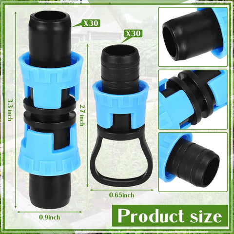 60 Piece Drip Irrigation Fittings Kit With 30 Connectors And 30 End Caps For 5/8 Inch Tubing Blue No Fuss Durable Farm Grade Fittings