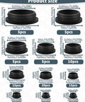 195 Pcs Black Silicone Hole Plugs Assortment Kit With Storage Box For Wire Gaps In Automotive Furniture Cabinet Electrical DIY Sealing And Cable Management Projects Big Flexible Grommet Covers To Fix Messy Holes Super Easy Install. size chart