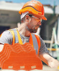 Worker wearing hard hat with Hard Hat Sweatbands 2 Pack Washable Sweat Band Liners, Flame Retardant Cotton Replacement for Helmets