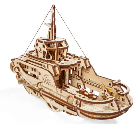 Rubber Band Powered Tugboat Model Kit 3D Wooden DIY Self Assembly Brainteaser With Mechanical Gears And Pendulum Motion For Curious Builders And Creative DIY Enthusiasts, wooden tugboat model