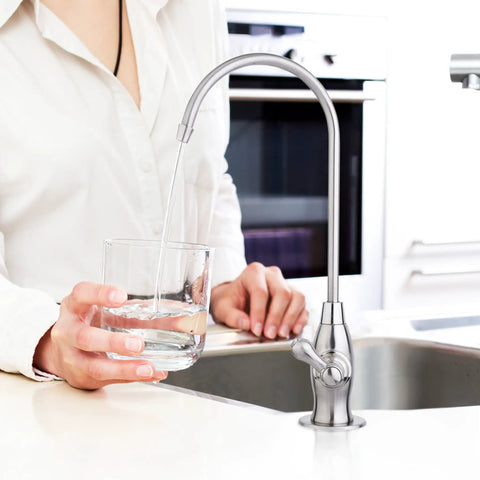 Heavy Duty Brushed Nickel RO Drinking Water Faucet for Under Sink Filtration Systems 360 Degree Swivel Quarter Turn Handle