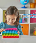 Child playing with Hundred Board Pop Fidget Toy For Kiddos, Sensory Bubble Popper For Counting And Multiplication, Math Manipulatives For Kindergarten, Base Ten Learning, Ten More Or Less Practice, Fine Motor Toy For Classroom And Calm Down Corner