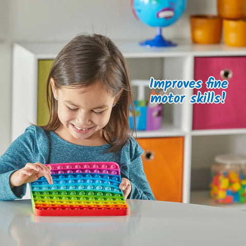 Child playing with Hundred Board Pop Fidget Toy For Kiddos, Sensory Bubble Popper For Counting And Multiplication, Math Manipulatives For Kindergarten, Base Ten Learning, Ten More Or Less Practice, Fine Motor Toy For Classroom And Calm Down Corner