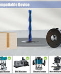 Router bit, 1/4 in shank upcut spiral carbide, 2 in cutting length, 2-flute (front view)