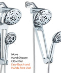 High-Pressure 3-Way Shower Spa Combo With Adjustable 18-Inch Extension Arm, 6-Inch Rain Overhead Shower, 6-Setting Handheld, Chrome Finish.