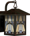 Inglenook Tiffany Style Outdoor Wall Sconce, 1 Light, 100 Watt, Classic Geometric Mission Design in Valiant Bronze, side view