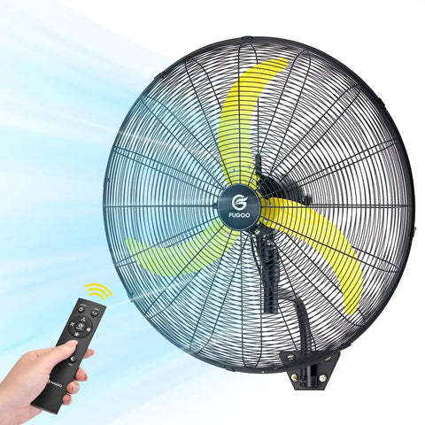 30 Inch Brushless DC Industrial Oscillating Wall Mount Fan with remote, whisper quiet operation, ideal for factory and garage use