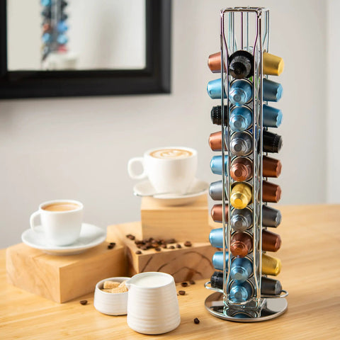 Capsule Spinning Carousel Holder For Espresso Pods, 360 Degree Rotating Coffee Pod Rack With Solid Base, Holds 40 Pods