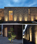 Low Voltage Landscape Lighting Kit With 12W LED In Ground Well Lights 12 Pack Ultra Bright 3000K Warm White illuminating walls