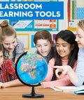 Kids using 10 Inch Kids Globe For Learning, Durable Thick Base, 360 Degree Rotation, Educational Geography Toy For Classroom And Home