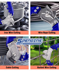 Close-up of 18 Inch Heavy Duty Wire Rope Cutter With Ergonomic Handle Design Beefy Blades in action on various wires