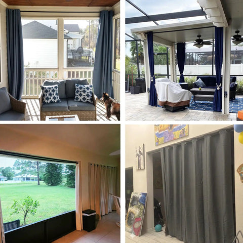 Heavy Duty Tension Curtain Rod 43 To 162 Inches No Drilling Adjustable 1.26 Inch Diameter For Large Curtains In Windows Doors Bathrooms And Outdoor Spaces Black installed in outdoor areas and indoor spaces.