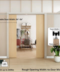 Concealed Sliding Pocket Door Track Kit With 12 Foot Dual Rail System For 48 To 72 Inch Wide Double Doors 68.7 Inch Spliced Rails