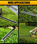 Various uses of Cordless Hedge Trimmer For 20V Max Battery, 20 Inch Blade, Brushless Motor, Lightweight And Powerful Electric Shrub Edger For Bare Tool Use, Compatible With DCB Batteries Not Included shown trimming hedges