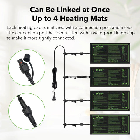 Seedling Heat Mat 10 By 20.75 Inches, 4-Pack Daisy Chainable Waterproof Plant Heating Pad For Seed Germination, Indoor Growing, Hydroponics, Greenhouse, ETL Listed