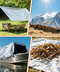 Beefy 12x20 Ft Waterproof Tarp 16 Mil Heavy Duty Poly Tarp With Reinforced Edges And Brass Grommets, UV Blocking, camping setup