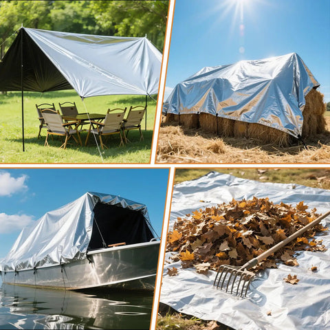 Beefy 12x20 Ft Waterproof Tarp 16 Mil Heavy Duty Poly Tarp With Reinforced Edges And Brass Grommets, UV Blocking, camping setup