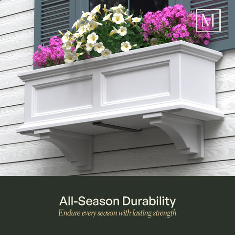 White Fairfield And Cape Cod Window Box Decorative Brackets Two Pack Built To Last In 100 Percent Polyethylene Resin installed