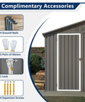 Lean To Metal Shed 4x8 Outdoor Storage Unit with accessories, Weatherproof Galvanized Steel Walls, Rust Resistant, Easy Access.