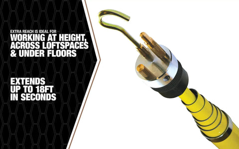 Close-up of the Ultralight Telescopic Pole For Electricians With Rust Resistant Fish Tape Tool Maximum Reach With Minimal Effort