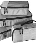 4 Piece Packing Cubes Travel Set For Luggage With Double Zippers And Mesh Top Grey Organizer Bags Small Slim Medium Large