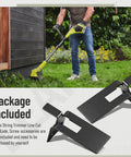 Person using string trimmer near wooden wall, displaying 2 Pack Line Cutting Blade For Homelite RY15523A And RY15523AVNM String Trimmers