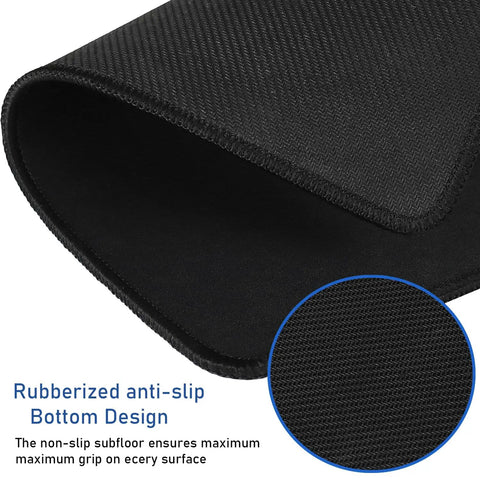 Close-up of Ultra Large Extended Gaming Mouse Pad With Stitched Edges And Non Slip Natural Rubber Base for esports and office use.
