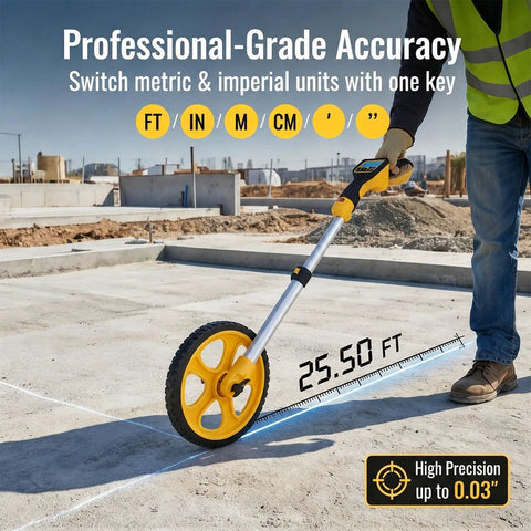 Digital Distance Measurement Wheel With Backlit Display And Memory Storage For Dead On Precision No Sweat Project Planning Kickass Yardage Tracker Designed For Smooth Metric And Imperial Conversions Pro Grade Field Gear