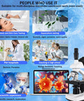 Trinocular Compound Microscope With 40X To 5000X Magnification, Pro Grade Research Microscope With USB Camera In Various Settings
