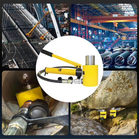 20 Ton Hydraulic Cylinder Jack, Heavy Duty Porta Power Ram With Hand Pump, single acting lifting tool for construction tasks.