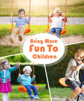 Children playing on a Backyard Swing Set For Kids Built Tough With 440 Lb Capacity Heavy Duty A Frame Metal Frame Two Seats And One Glider