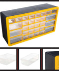 30 Drawer Plastic Small Parts Organizer Yellow Desktop Or Wall Storage For Hardware, Crafts, Garage Or Classroom Keep It Neat With Stackable Drawers And Clear Compartments