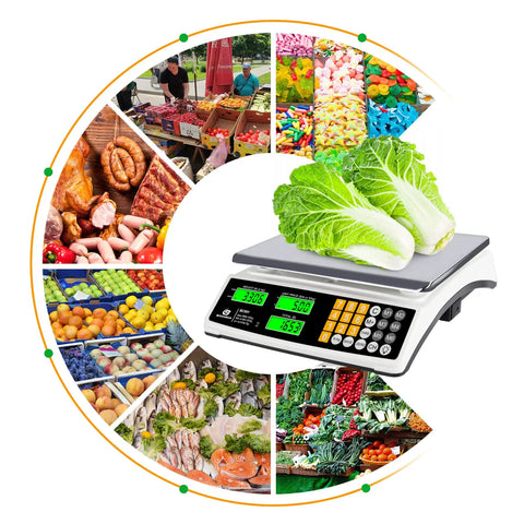 High Precision 40kg 88lb Price Computing Digital Scale For Produce And Meat Weighing With LCD Display, display, and markets.