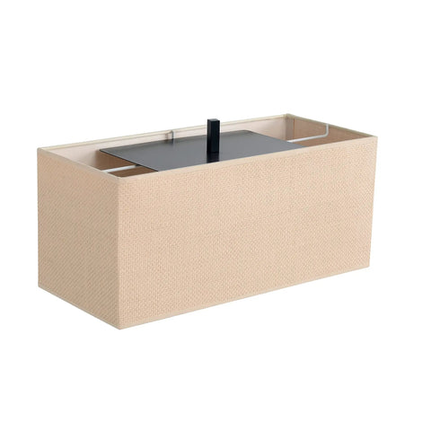 Tan rectangular drum shade of the Emilio Floor Lamp With Bronze Finish In Prairie Style Box Frame And Tan Rectangular Drum Shade