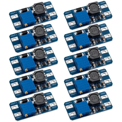 MT3608 Dope DC-DC Step Up Boost Converter Module Pack Of 10, 2V-24V Input To 5V-28V Adjustable Output, displayed front view