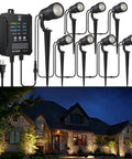 All-In-One Low Voltage Landscape Lighting Kit 8 Pack 5W Die-Cast Aluminum Outdoor Spotlights With 40W Transformer And Connectors