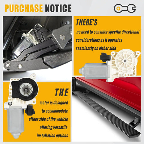 Replacement Electric Side Step Motor Kit 80-03129-90 fits Ford F-150, Super Duty, GM, Hummer, Dodge; motor with running board.