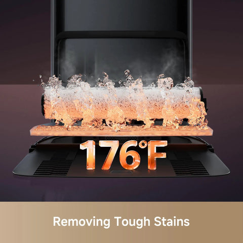 Z60 Ultra Roller Robot Vacuum And Mop with 176°F temperature shown for removing tough stains