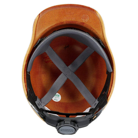 Interior view of Skullgard Style Safety Hard Hat With Fas Trac Ratchet Suspension Non Slotted Cap Phenolic Resin Construction