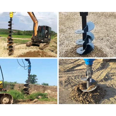 Heavy Duty Mini Excavator Earth Auger Drive 1200 To 2000 Nm Hydraulic Post Hole Digger in action for 1 To 5 Ton Machines