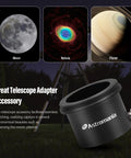 M42x0.75 To 1.25 Inch Thread Adapter For Astrophotography Cameras And 1.25 Inch Nosepieces shown with moon, nebula, planet images