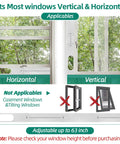 Portable Air Conditioner Window Kit With Universal Seal For Sliding Or Vertical Windows Easy Install Includes 5.9 Inch Exhaust Hose And Adapter Sealing Tape Window Seal Plates Screws And More For A Tight Leak Free Fit, showing compatibility with vertical and horizontal windows.