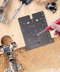 Rock Solid Woodworking Hole Saw Kit Set With Stainless Steel Drill Bits And Aluminum Alloy Body Designed For Cabinet Wardrobe Hinge Installation That Makes Your Joinery Projects Look Pro Level And Super Durable Anytime, 35mm hinge template in use