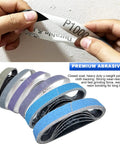 Person holding 1000 grit sanding belt from Three Quarter Inch By Twelve Inch Replacement Sanding Belt Kit for Ken Onion Edition.