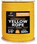 Heavy Duty 3 By 8 Inch Polypropylene Rope 600 Feet Bright Yellow For Outdoor Marine And DIY Use Ultra Strong Workhorse