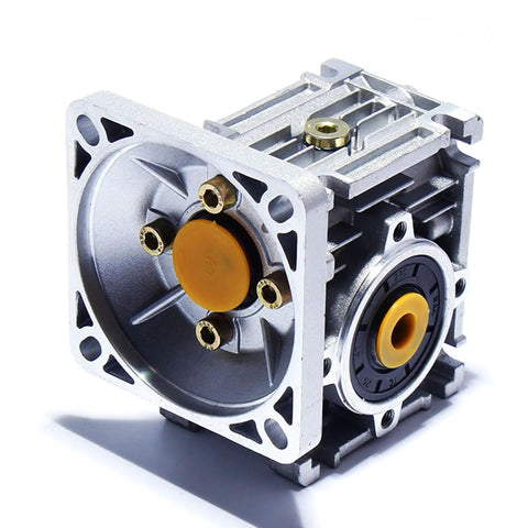 RV030 Worm Gearbox Square Type Reducer 30 to 1 for NEMA23 motors, 11mm input, 14mm output, aluminum housing, ductile iron gear